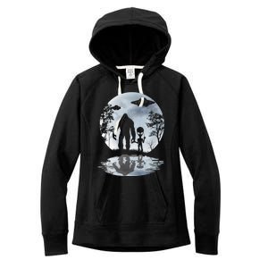 Alien Bigfoot Moon Sasquatch Ufo Extraterrestrial Funny Gift Women's Fleece Hoodie