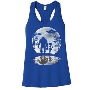 Alien Bigfoot Moon Sasquatch Ufo Extraterrestrial Funny Gift Women's Racerback Tank