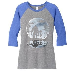 Alien Bigfoot Moon Sasquatch Ufo Extraterrestrial Funny Gift Women's Tri-Blend 3/4-Sleeve Raglan Shirt