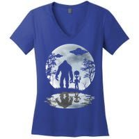 Alien Bigfoot Moon Sasquatch Ufo Extraterrestrial Funny Gift Women's V-Neck T-Shirt