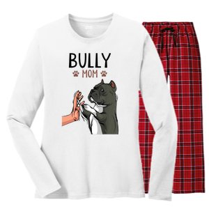 American Bully Mom Cute Dog Mama Funny Women TShirt Women's Long Sleeve Flannel Pajama Set 