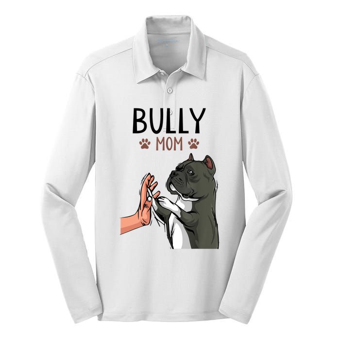 American Bully Mom Cute Dog Mama Funny Women TShirt Silk Touch Performance Long Sleeve Polo