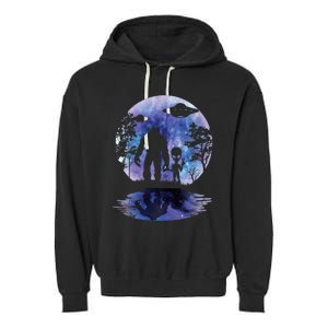 Alien Bigfoot Moon Sasquatch Ufo Extraterrestrial Garment-Dyed Fleece Hoodie