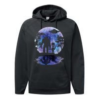 Alien Bigfoot Moon Sasquatch Ufo Extraterrestrial Performance Fleece Hoodie