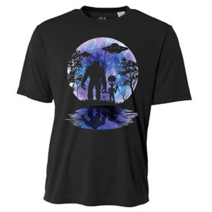 Alien Bigfoot Moon Sasquatch Ufo Extraterrestrial Cooling Performance Crew T-Shirt