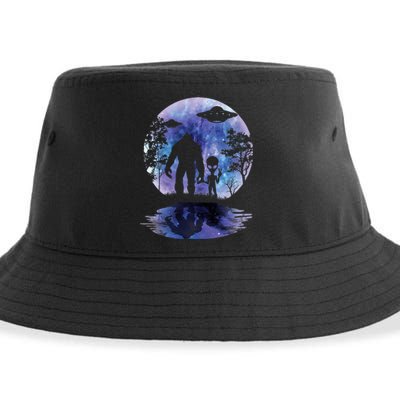 Alien Bigfoot Moon Sasquatch Ufo Extraterrestrial Sustainable Bucket Hat