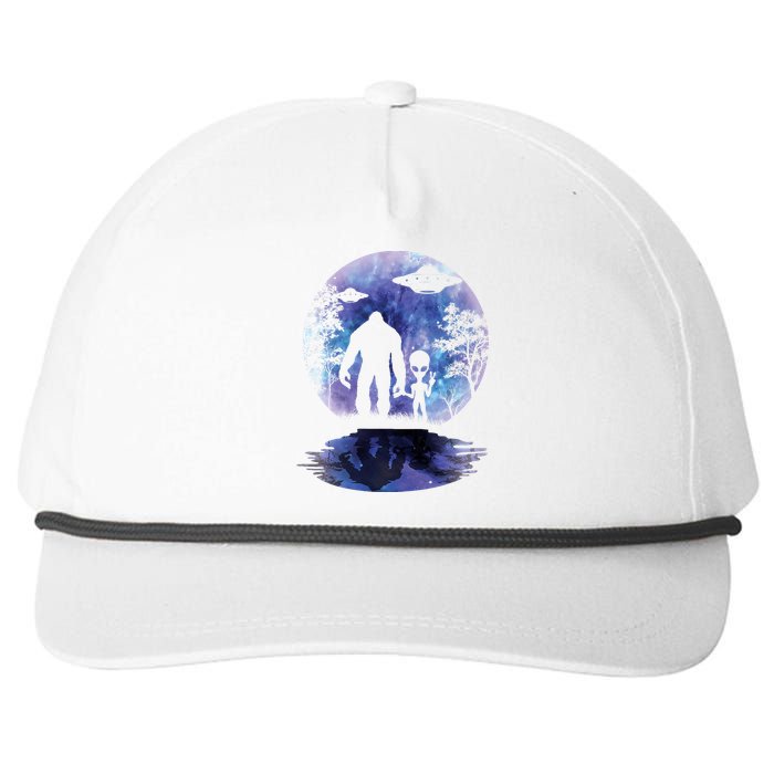 Alien Bigfoot Moon Sasquatch Ufo Extraterrestrial Snapback Five-Panel Rope Hat