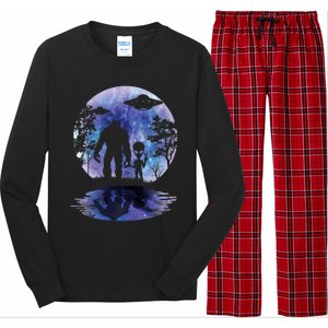 Alien Bigfoot Moon Sasquatch Ufo Extraterrestrial Long Sleeve Pajama Set