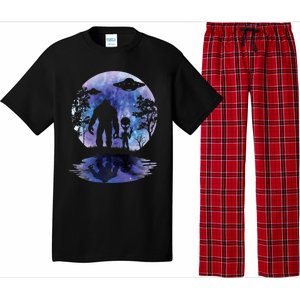 Alien Bigfoot Moon Sasquatch Ufo Extraterrestrial Pajama Set