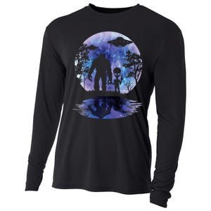 Alien Bigfoot Moon Sasquatch Ufo Extraterrestrial Cooling Performance Long Sleeve Crew