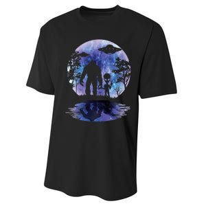 Alien Bigfoot Moon Sasquatch Ufo Extraterrestrial Performance Sprint T-Shirt