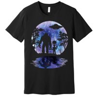 Alien Bigfoot Moon Sasquatch Ufo Extraterrestrial Premium T-Shirt