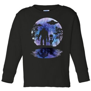 Alien Bigfoot Moon Sasquatch Ufo Extraterrestrial Toddler Long Sleeve Shirt