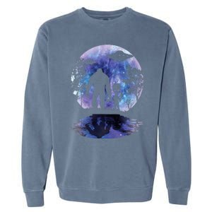 Alien Bigfoot Moon Sasquatch Ufo Extraterrestrial Garment-Dyed Sweatshirt