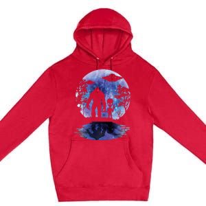 Alien Bigfoot Moon Sasquatch Ufo Extraterrestrial Premium Pullover Hoodie