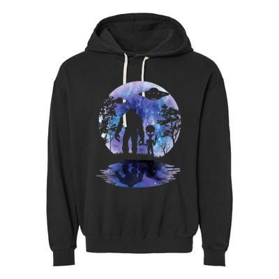 Alien Bigfoot Moon Sasquatch Ufo Extraterrestrial Garment-Dyed Fleece Hoodie