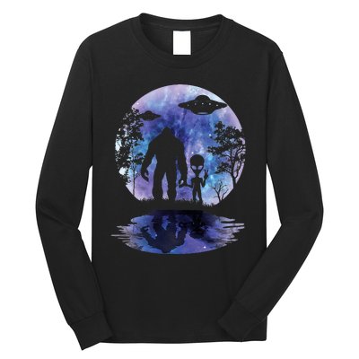 Alien Bigfoot Moon Sasquatch Ufo Extraterrestrial Long Sleeve Shirt