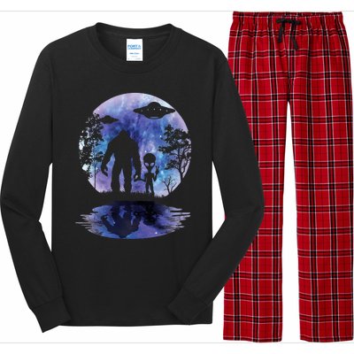 Alien Bigfoot Moon Sasquatch Ufo Extraterrestrial Long Sleeve Pajama Set