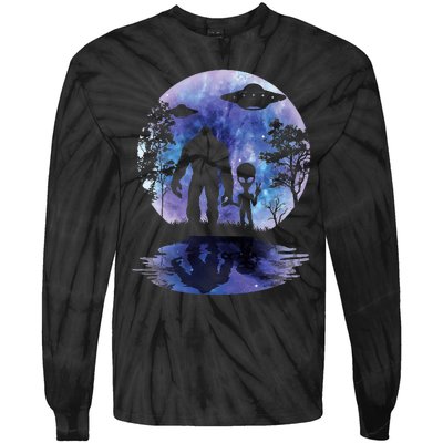 Alien Bigfoot Moon Sasquatch Ufo Extraterrestrial Tie-Dye Long Sleeve Shirt