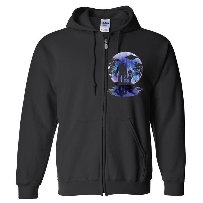 Alien Bigfoot Moon Sasquatch Ufo Extraterrestrial Full Zip Hoodie