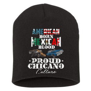 American Born Mexican Blood Proud Chicano Culture Lowriders Short Acrylic Beanie