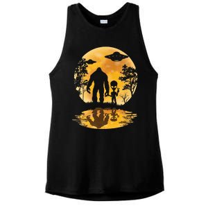 Alien Bigfoot Moon Sasquatch Ufo Extraterrestrial Ladies PosiCharge Tri-Blend Wicking Tank