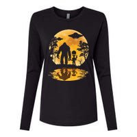 Alien Bigfoot Moon Sasquatch Ufo Extraterrestrial Womens Cotton Relaxed Long Sleeve T-Shirt