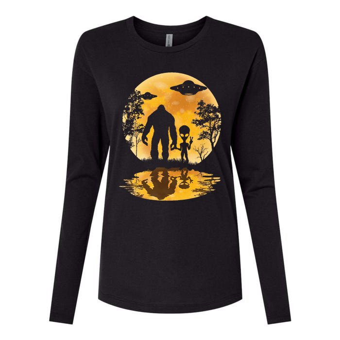 Alien Bigfoot Moon Sasquatch Ufo Extraterrestrial Womens Cotton Relaxed Long Sleeve T-Shirt