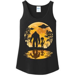 Alien Bigfoot Moon Sasquatch Ufo Extraterrestrial Ladies Essential Tank