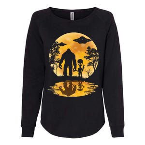 Alien Bigfoot Moon Sasquatch Ufo Extraterrestrial Womens California Wash Sweatshirt