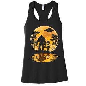 Alien Bigfoot Moon Sasquatch Ufo Extraterrestrial Women's Racerback Tank