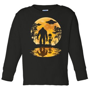 Alien Bigfoot Moon Sasquatch Ufo Extraterrestrial Toddler Long Sleeve Shirt