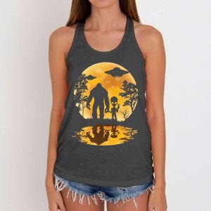 Alien Bigfoot Moon Sasquatch Ufo Extraterrestrial Women's Knotted Racerback Tank