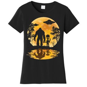 Alien Bigfoot Moon Sasquatch Ufo Extraterrestrial Women's T-Shirt