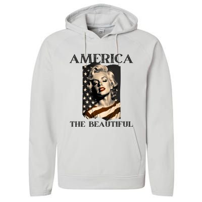 America Beautiful Marilyn My Sister Marilyn American Flag Gift Performance Fleece Hoodie