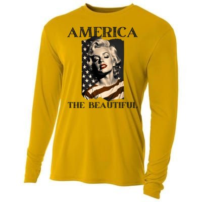 America Beautiful Marilyn My Sister Marilyn American Flag Gift Cooling Performance Long Sleeve Crew