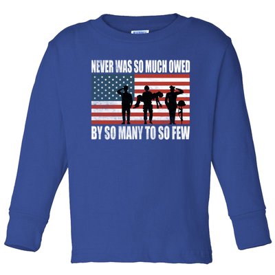 America Brave Military Soldier Us Flag Veteran Gift Toddler Long Sleeve Shirt