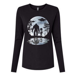 Alien Bigfoot Moon Sasquatch UFO Extraterrestrial Men Women Womens Cotton Relaxed Long Sleeve T-Shirt