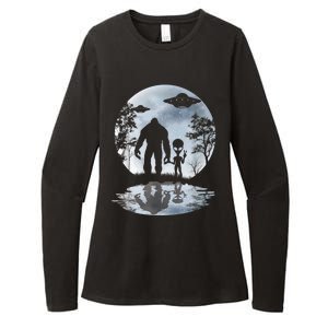 Alien Bigfoot Moon Sasquatch UFO Extraterrestrial Men Women Womens CVC Long Sleeve Shirt