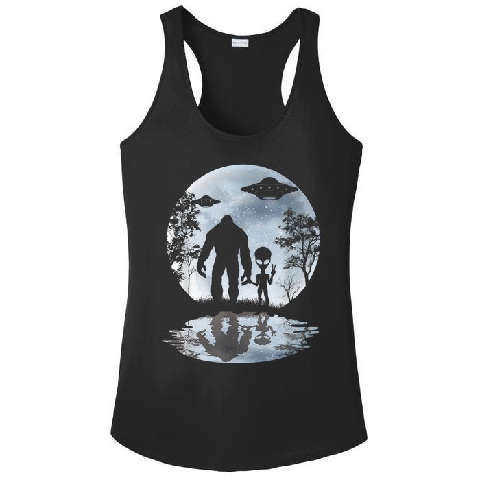 Alien Bigfoot Moon Sasquatch UFO Extraterrestrial Men Women Ladies PosiCharge Competitor Racerback Tank