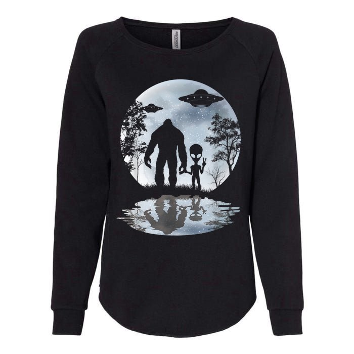 Alien Bigfoot Moon Sasquatch UFO Extraterrestrial Men Women Womens California Wash Sweatshirt