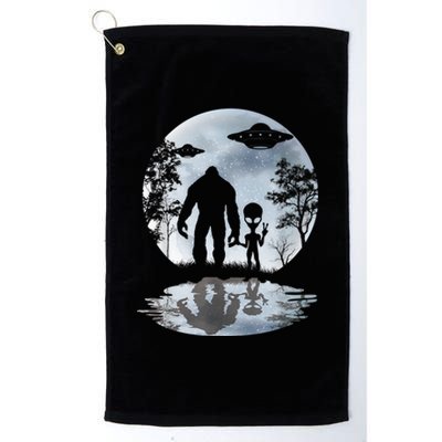 Alien Bigfoot Moon Sasquatch UFO Extraterrestrial Men Women Platinum Collection Golf Towel