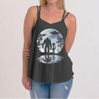 Alien Bigfoot Moon Sasquatch UFO Extraterrestrial Men Women Women's Strappy Tank