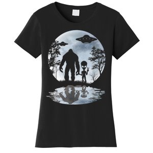 Alien Bigfoot Moon Sasquatch UFO Extraterrestrial Men Women Women's T-Shirt