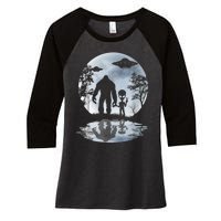 Alien Bigfoot Moon Sasquatch UFO Extraterrestrial Men Women Women's Tri-Blend 3/4-Sleeve Raglan Shirt