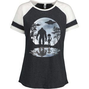 Alien Bigfoot Moon Sasquatch UFO Extraterrestrial Men Women Enza Ladies Jersey Colorblock Tee