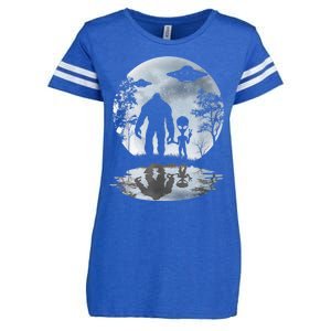 Alien Bigfoot Moon Sasquatch UFO Extraterrestrial Men Women Enza Ladies Jersey Football T-Shirt