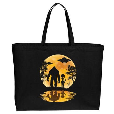 Alien Bigfoot Moon Sasquatch UFO Extraterrestria Cotton Canvas Jumbo Tote