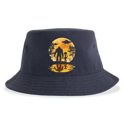 Alien Bigfoot Moon Sasquatch UFO Extraterrestria Sustainable Bucket Hat