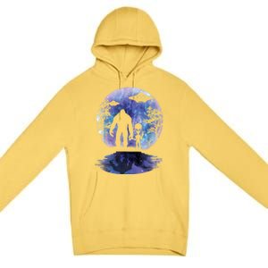 Alien Bigfoot Moon Sasquatch UFO Extraterrestrial Men Women Premium Pullover Hoodie